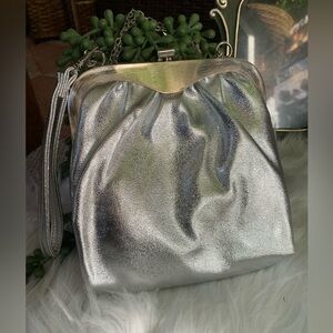 Vintage Metallic Silver Clutch / Purse